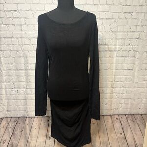 Express Classic Black Long Sleeve Midi Dress